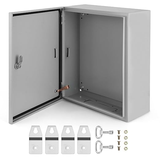 Outdoor Electrical Box, 20x16x8 Steel Junction Box, NEMA 4X Electrical Enclosure Box IP66 Waterproof & Dustproof, Universal Electrical Project Box with Lock & Mounting Plate