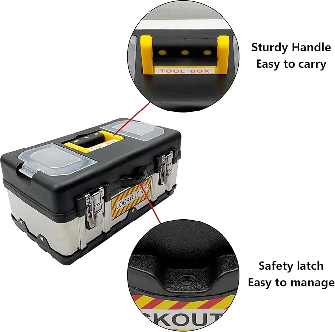 JOJOMARK Lockout Tagout Kit Electrical Loto - Group Lockout Hasps, Lockout Tags, Safety Padlocks with Number, Nylon Ties with Tool Box