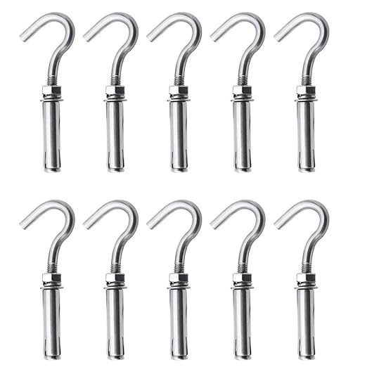 Concrete Wall Hook, Lsqurel 304 Stainless Steel Concrete Anchors Heavy Duty Open Expansion Bolts for Concrete Wall (M10-10Pack)