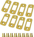 QCAA Solid Brass Deadbolt Strike Plate, Door Backplate, Round Corner, 1" x2-1/4", Polish Brass, 8 Pack, Made in Taiwan