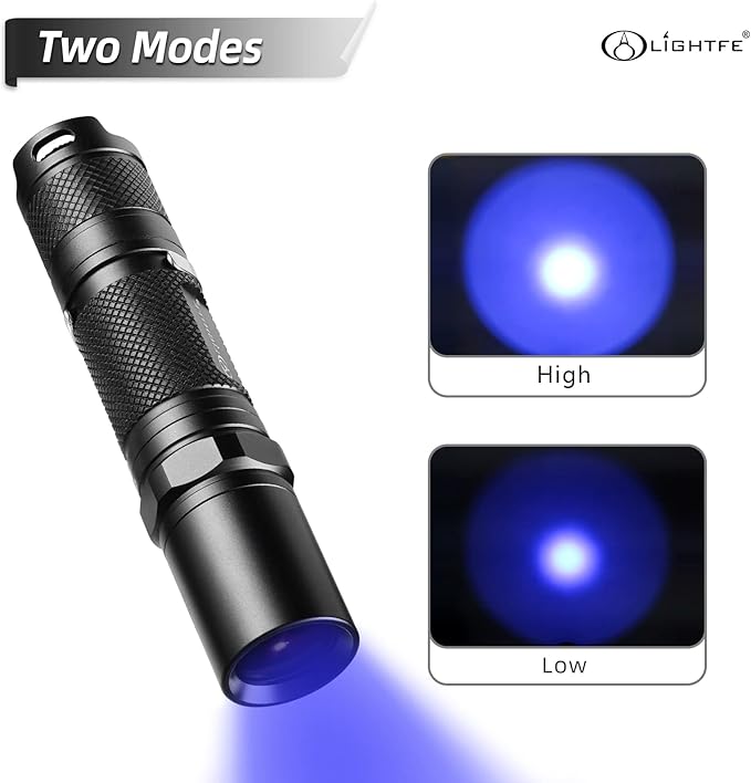 LIGHTFE Blacklight 365nm UV Flashlight with High Power Output, Pure Beam for UV Glue Curing Light, Rock and Mineral Fluorescent Glowing, Pet Urine Detector Light, AC Leak Detector…