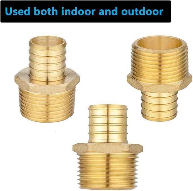 (10 Pack) Lidertik PEX Fittings 1 Inch Male NPT Adapter, 1" PEX F1807 to 1" NPT Male Threaded Adapter Brass
