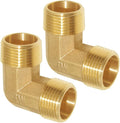 Joywayus 90-Degree Male Elbow Garden Hose Pipe Fitting Forged Brass Right Angle 3/4" GHT Male x 3/4" GHT Male (Pack of 2)