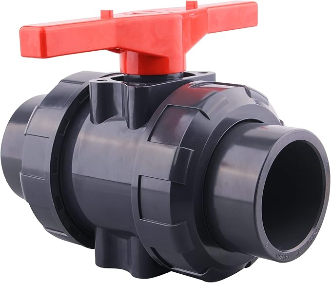 DERNORD PVC True Union Ball Valve with Full Port, EPDM O-Rings, and Reversible PTFE Seats,Rated at 200 PSI (3 inch Socket)
