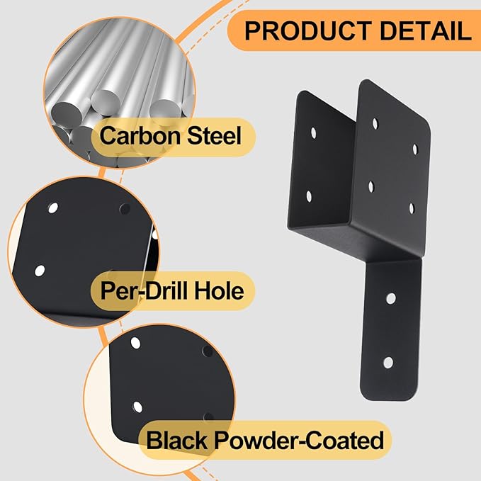 4 Pcs Joist Anchor Connector Fit 2"x 4"Post，Roof Tie Header Hanger Joint Post Cap,Truss to Beam Connector Roof Tie Header Hanger for Outdoor House Carport Shed ,Pergola or Light Steel Frame