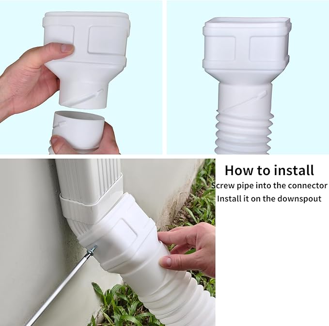 16.5ft Long Gutter Downspout Extensions, Downspout Extender Drainage Pipe for 2"×3" and 3"×4" Downspout, Outside Diameter 3.1 Inches, Pipe Stretched Length 16.5ft (White-1 pack)