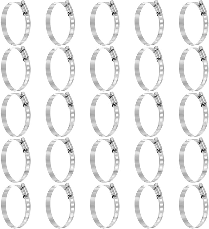 HARFINGTON 25 Pcs Hose Clamp 2-9/16"-3-1/2" (65-89mm) 304 Stainless Steel Adjustable Worm Gear Hose Clamp with Phillips Screw Assortment Kit for Fuel Line Pipe Plumbing Automotive Tube