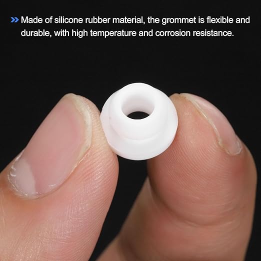 MECCANIXITY 20Pcs Snap Silicone Rubber Grommet Plug Mount Dia 7.5mm ID 5mm Narrow Groove Width 2mm Seal Anti-Scratch Sleeves for Electrical Box Cable Pipes White
