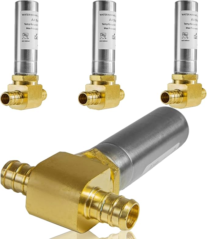 Water Hammer Arrestor,1/2Inch Tee Stainless Steel Water Arrestor,Pex Crimp Connection(4PACK,Stainless Steel Arrestor)(HAMMER011-4Pack)