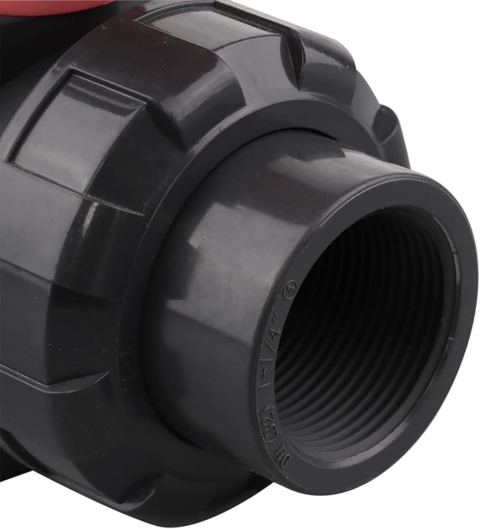 DERNORD PVC True Union Ball Valve NPT Threaded with Full Port, EPDM O-Rings, and Reversible PTFE Seats, Rated at 200 PSI (1.25 Inch NPT Threaded)