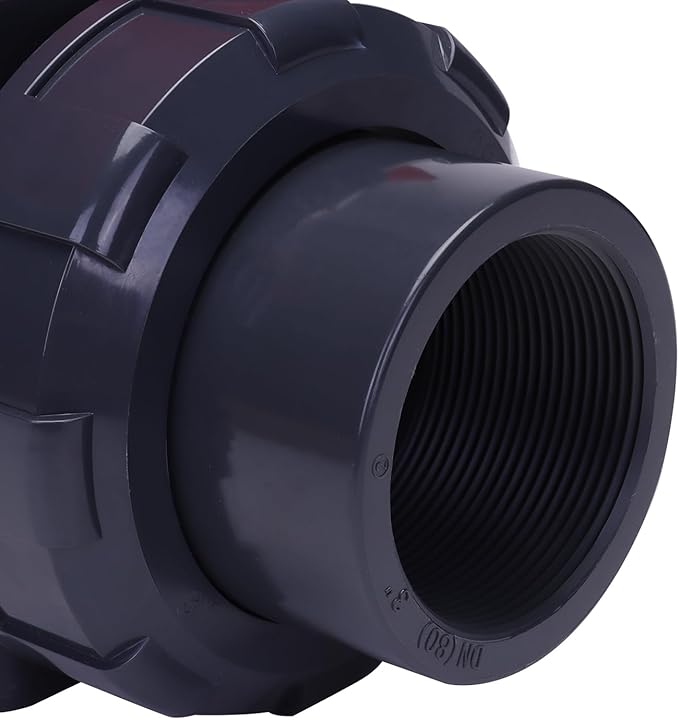 DERNORD PVC True Union Ball Valve NPT Threaded with Full Port, EPDM O-Rings, and Reversible PTFE Seats, Rated at 200 PSI (3 Inch NPT Threaded)
