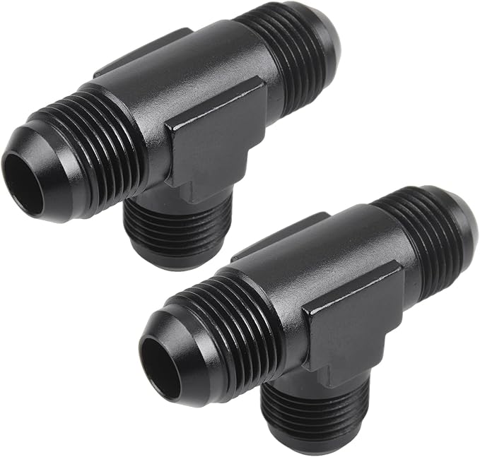 8AN Male Flare Tee Fitting Adapter T Fuel Hose Union Aluminum 2Pcs