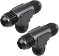 8AN Male Flare Tee Fitting Adapter T Fuel Hose Union Aluminum 2Pcs