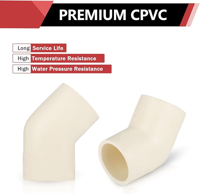 30-PACK EFIELD CPVC Elbow,3/4" Slip x Slip 45-Degree Elbow Fitting,(CPVC008-20-30PCS)