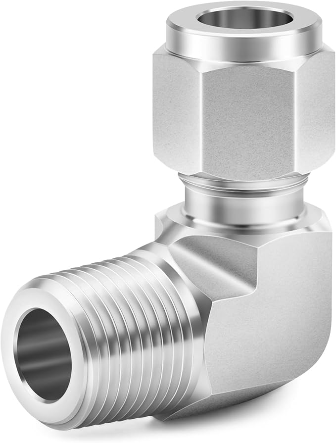 ChillWaves 304 Stainless Steel Compression Tube Fitting, 3/4" OD x 1" NPT Male 90 Degree Elbow Compression Union Connector(1-PACK)