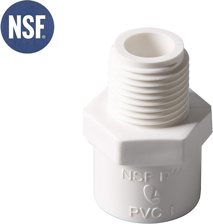 Rainbow Dream 1-1/4 Inch PVC Male Adapter Pipe Fitting (Socket x Male Pipe Thread) - 6 Pack, White