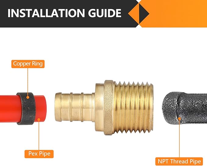 20-Pack HeSun PEX Fittings, 3/4" PEX x 3/4" Male NPT, 3/4 Inch Brass Crimp Male Adapter Fitting, ASTM F1807(PEX1807021-20)