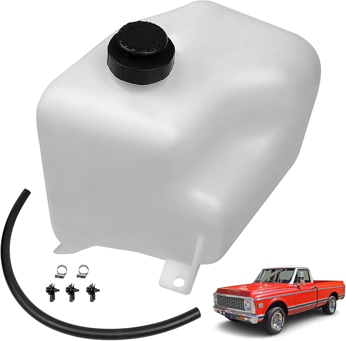 HD8187 Engine Coolant Overflow Recovery Expansion Tank with Cap & Hose Fit for Chevrolet & GMC & GM Vehicles - 1981-1987 CK Series, 1988-1991 RV Pickups, Blazer, Suburban, Full Size Truck