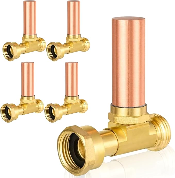 Water Hammer Arrestor,3/4 Inch Swivel FHT x 3/4 Inch MHT Copper Water Arrestor for Washing Machine Connection(5PACK, Straight Copper Arrestor)