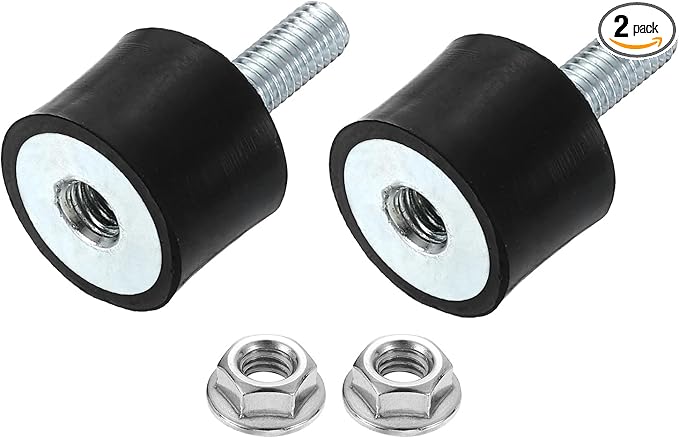 uxcell M6 Rubber Mounts, 2Pcs 20x15mm(DxH) Rubber Cylindrical Anti Vibration Isolator Shock Absorber with Lock Nut for Car Bobbin Generator Air Compressors