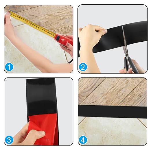 8Ft Floor Transition Strip, 2in Wide Self Adhesive Vinyl Threshold Strip for Joining Floor Gaps Wood Grain Design Tap (Oak Brown)