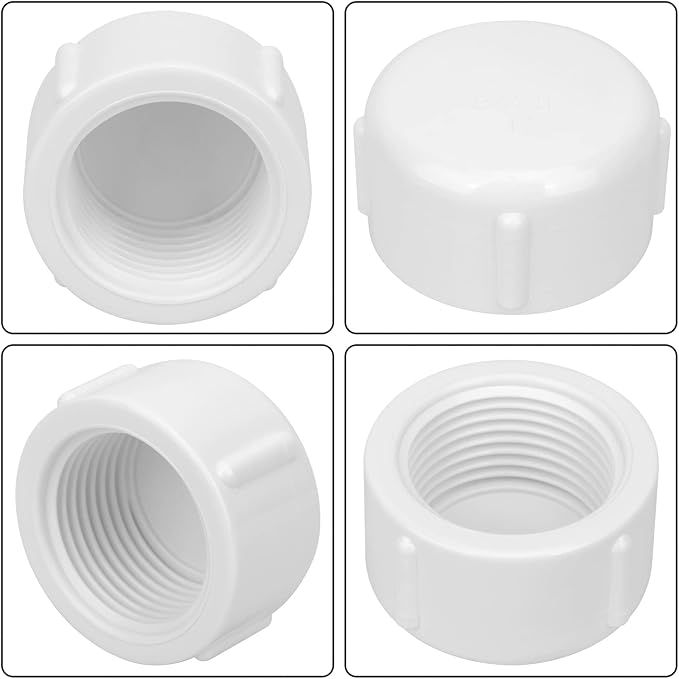15Pack 1 Inch Female PVC Pipe End Cap 1 Inch Female Threaded Plug Adapter, SCH 40 PVC Pipe threaded Cap Fitting 1" PVC Pipe Female Plug Socket for Plumbing Water Line, White