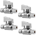 4 Pack Premium Brass 1/4" Compression x 1/4" Compression Angle Valve Quarter Turn Water Straight Angle Valve