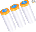 Muf 2 x 65 Feet Plastic Drop Cloth Plastic Sheeting with Masking Tape,Waterproof Protective Masking Film,Prevent Dust Paint for Car,Furniture,Carpet,Floor,3 Pack