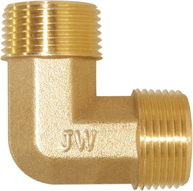 Joywayus 90-Degree Male Elbow Garden Hose Pipe Fitting Forged Brass Right Angle 3/4" GHT Male x 3/4" GHT Male (Pack of 2)