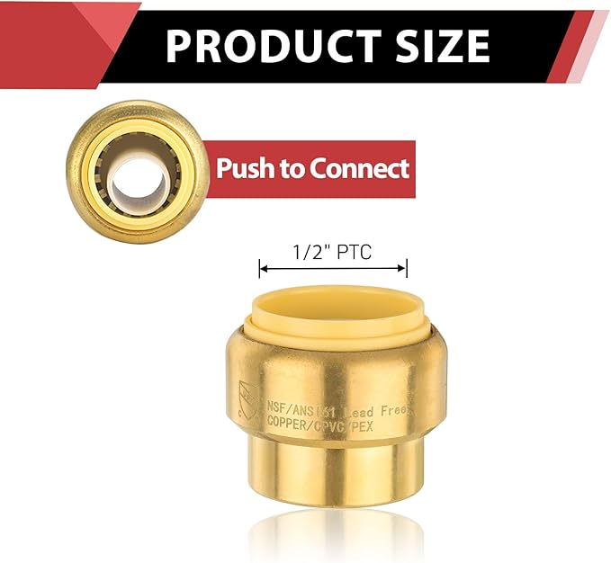 (Pack of 2) EFIELD 1/2 Inch Plug End Cap Push-Fit Fitting to Connect Pex, Copper, CPVC with Disconnect Clip,(PF143-2PCS)