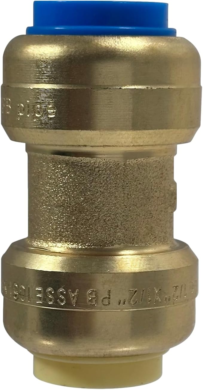 10 PIECES XFITTING 1/2" X 1/2" PB (POLYBUTYLENE) CONVERSION PUSH FIT COUPLINGS - BRASS