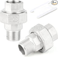 TAISHER 2PCS 304 Stainless Steel Union，3/8" NPT Male x 3/8" NPT Female Cast Pipe Fitting