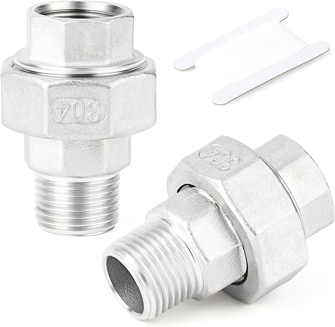 TAISHER 1PCS 304 Stainless Steel Union，1" NPT Male x 1" NPT Female Cast Pipe Fitting