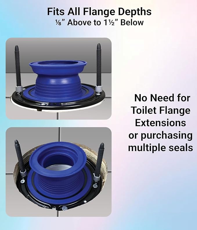 One N Done Toilet Flange Repair Kit - Toilet Kit For Low or Broken Flange. Toilet Wax Ring Replacement Kit W/Toilet Flange Extender Kit, Easy Toilet Bolts, & Toilet Caps For Bottom of Toilet. 10X