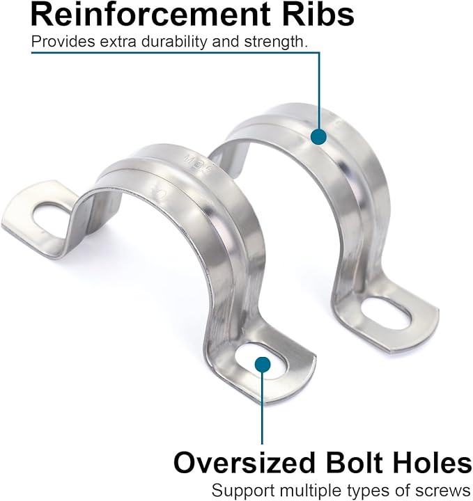 10 pcs 1-1/4" Conduit Clamp 304 SS Pipe Support U Bracket, Tube Clamps for Cable/Water Pipe/Pipe, Heavy Duty Pipe Clamp | OD 1-1/4" | 10 pcs