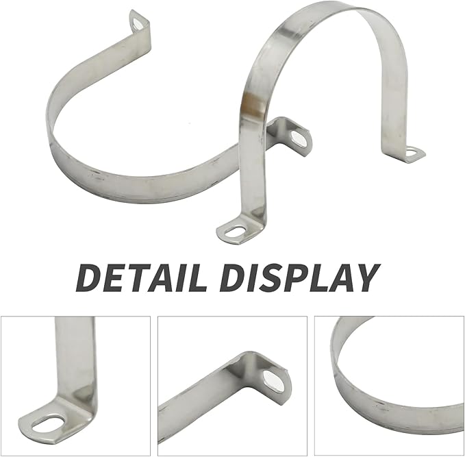 VIKKSAER 10Pcs U-Bolt Clamp, 304 Stainless Steel U-Shaped Bracket, 2 Hole U-Tube Strap Clamp for Hose Clamp Pipe Clamp, 25mm (5 pcs 108mm)