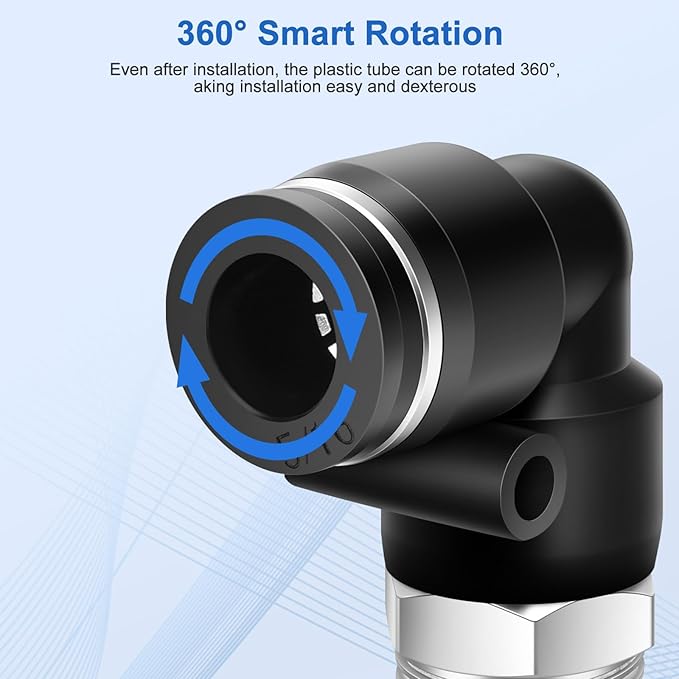 12 Pcs Push to Connect Fittings 5/16 Inch Tube OD x 1/4 Inch NPT Thread Pneumatic Male Straight and Elbow Quick Connect Air line fittings