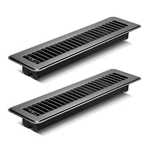 2PCS Heavy Duty Metal Floor Vents Registers 2x12 Inch with Rust-Proof Finish for Home Heater Floor Vent Grilles and Vents