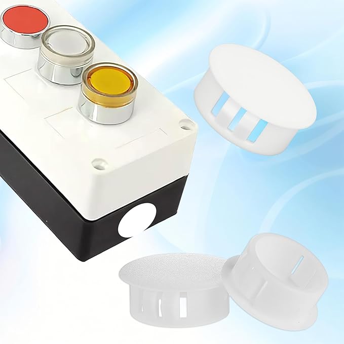 190 Pcs 9 Sizes White Hole Plugs, Plastic Hole Plugs 1/5" 1/4" 5/16" 3/8" 1/2" 5/8" 3/4" 7/8" 1" White Panel Knockout Locking Plug, Round Drill Screw Covers for Kitchen Cabinet Furniture