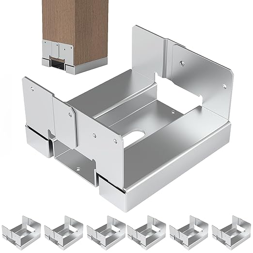 6 PCS 4x4 Post Anchor Base Adjustable Wood Post Brackets, Metal Post Base Holder for Concrete for Deck Patio/Gazebo/Pergola,Adjustable Galvanized Post Bracket