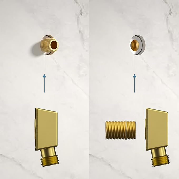 100% Brass Wall Mounted Supply Elbow, Wall Elbow for Hand Shower, Solid Brass Wall Supply Elbow, Check Valve Included (Brushed Gold)