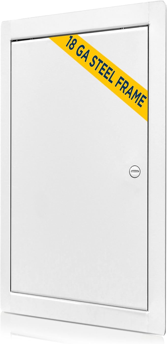 BOZZON Access Panel for Drywall 14 x 29 inch – Metal Door with Screwdriver Latch, 18 GA Steel Frame, Wall Hole Cover, Plumbing Access Door, White