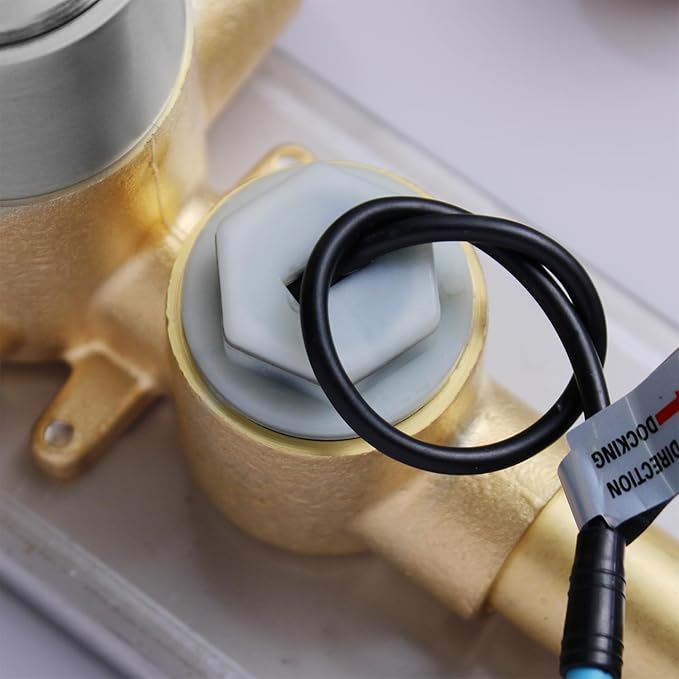 4 Way Shower Diverter Valve with Temperature Display Brass Rough-In Shower Mixing Valve Kit Replacement Can Work At The Same Time, Brushed Nickel