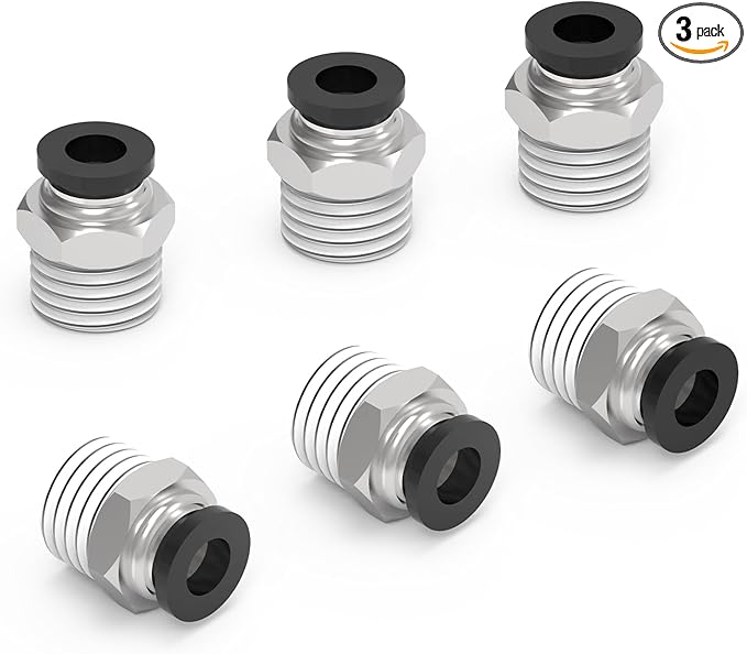 3Packs 1/2" OD Tube x 1/4" NPT Thread Straight Push to Connect Fittings,Pneumatic Male Quick Connect Air Line Hose Fittings Accessories