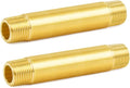 ChillWaves Brass Pipe Fitting, Long Nipple Pipe 1/4" NPT Male x 1/4" NPT Male Thread 4" Length(100MM)(2-PACK)