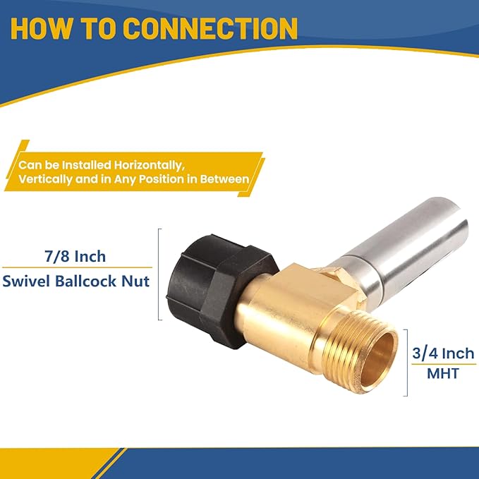 Water Hammer Arrestor,7/8" Female Swivel Ballcock Nut X 3/4" Male Thread Stainless Steel Water Arrestor for Toilet Connection(10PACK,Stainless Steel Arrestor)(HAMMER025-10Pack)