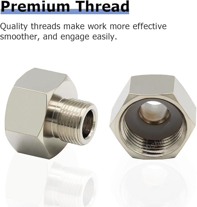 Hooshing 2PCS Faucet Hose Adapter 1/2 G Female to 3/8 Male Compression Brass Pipe Fitting Water Hose Adapter for RV Kitchen Bathroom Plumbing Pipe Connector with Washers