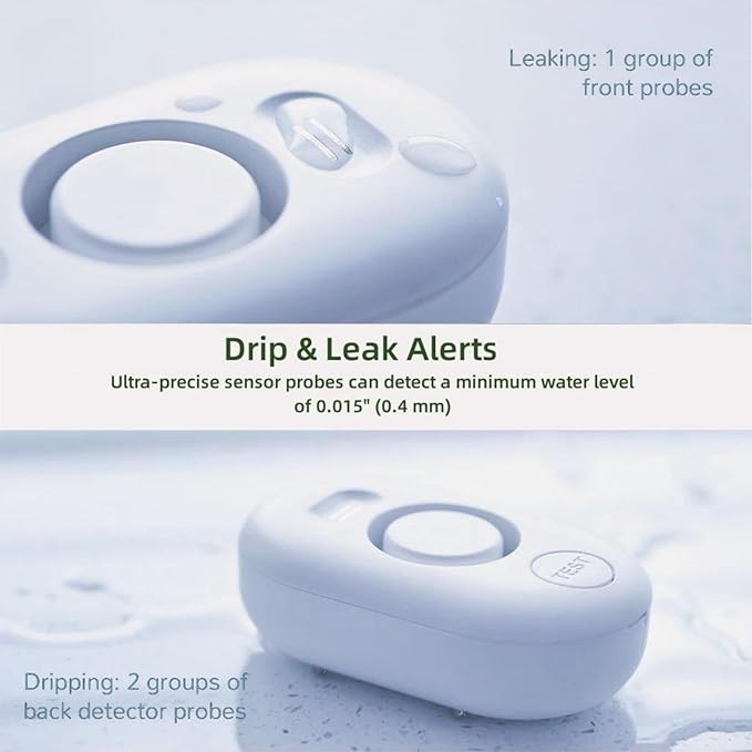 Water Leak Detector Sensor Alarm: Water Flooding Monitor for Home Adjustable Wet Moisture Alert Smart Sink Overflow Monitoring Pipe Leakage Drip Detection Warning for Basement Floor (5*Sensor)