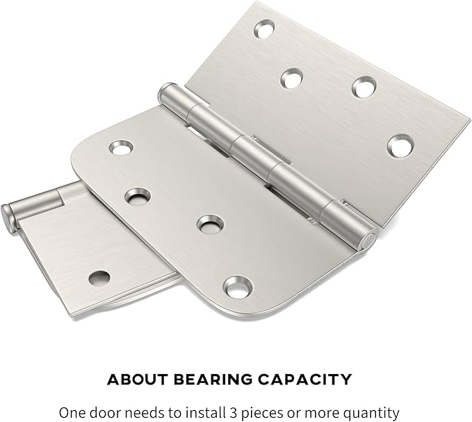goldenwarm 3 Pack Brushed Nickel Door Hinges 4inch x 4 inch Satin Nickel Iron Door Hinges with Square & Round Corners