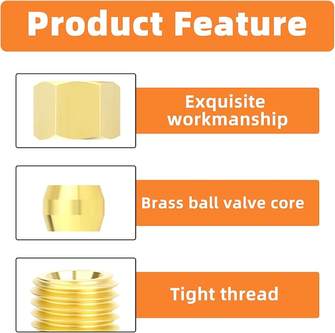GASHER 5PCS Brass Compression Tube Pipe Fitting Connector, Tee，1/8" x 1/8" x 1/8" Tube OD Connector